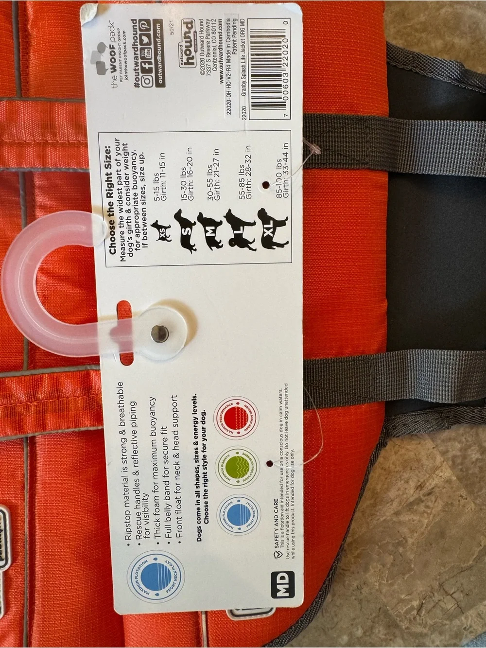 NEW Outward Hound Dog Life Jacket – Orange, Size Medium